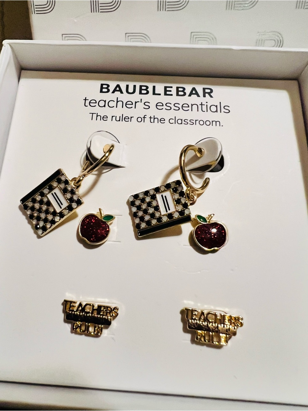 BaubleBar Gold and Red Teacher’s Essentials Earring Set of 3.       NWT - Picture 2 of 3